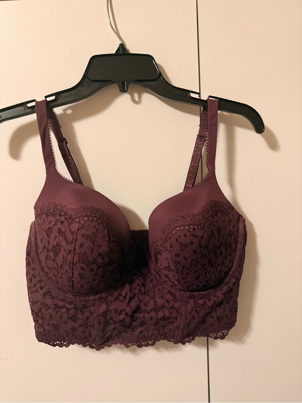 Women's Longline Bustier Lace Bra - Deep Plum - never worn